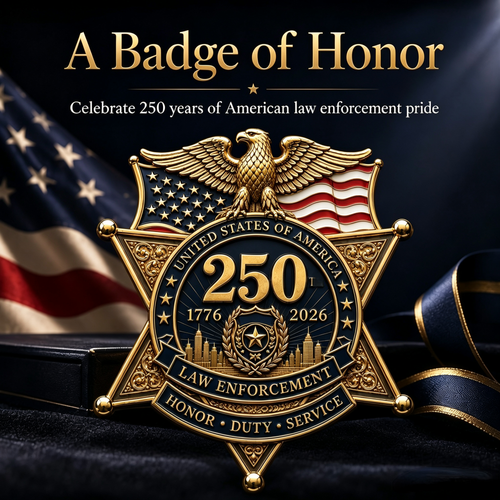 ⚡️America 250 Law Enforcement Commemorative Brooch – Honor, Duty & Service Badge-Style Lapel Pin