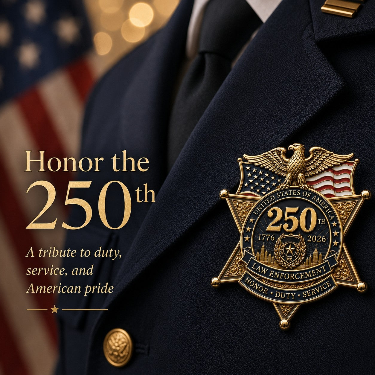 ⚡️America 250 Law Enforcement Commemorative Brooch – Honor, Duty & Service Badge-Style Lapel Pin