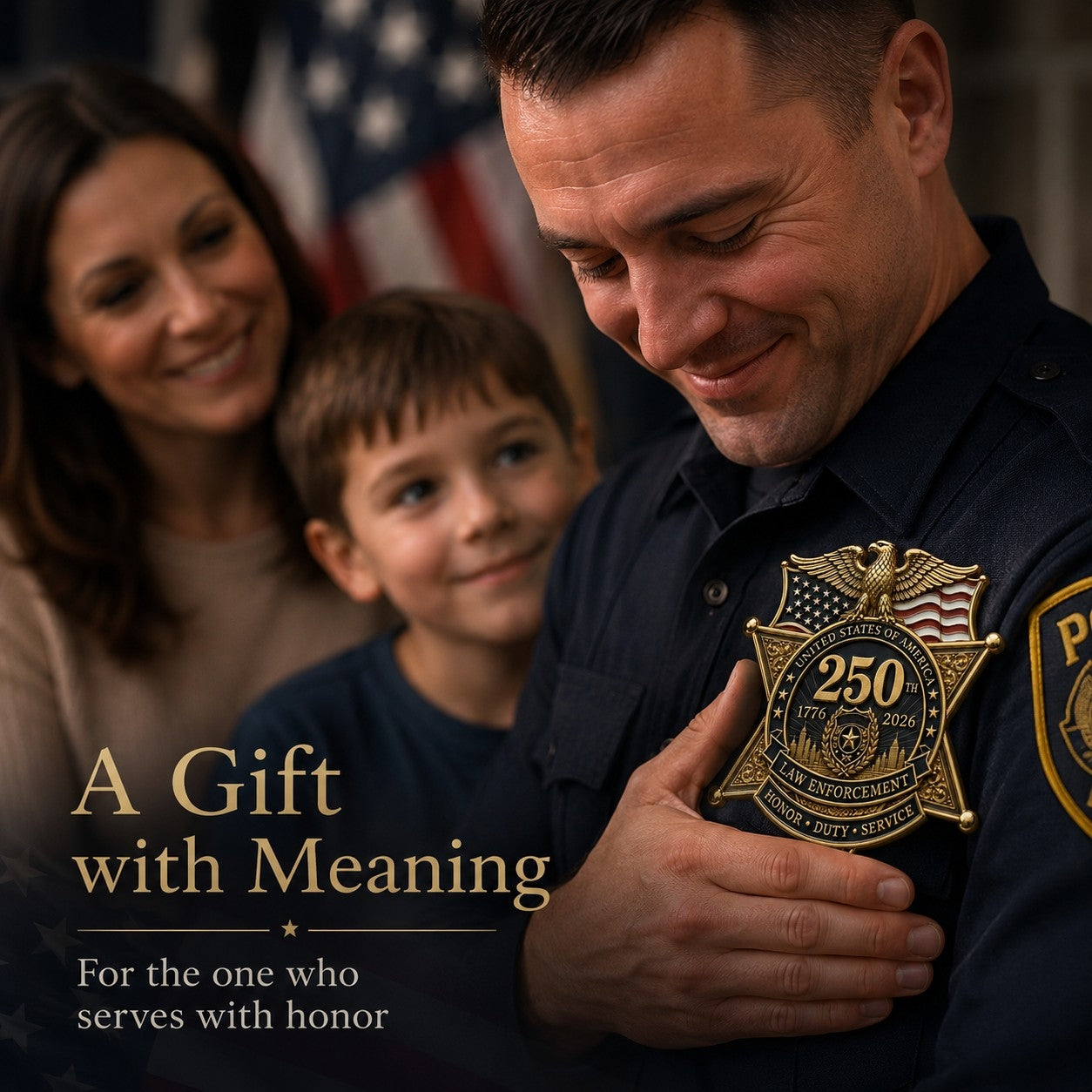 ⚡️America 250 Law Enforcement Commemorative Brooch – Honor, Duty & Service Badge-Style Lapel Pin