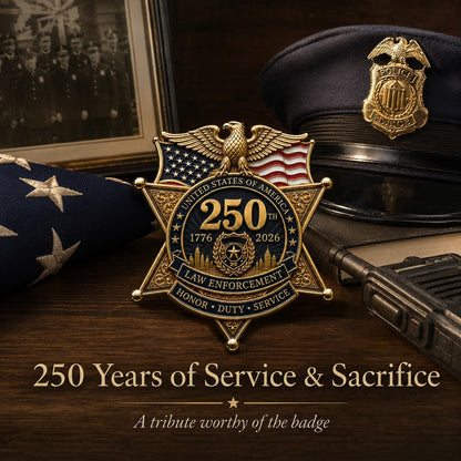⚡️America 250 Law Enforcement Commemorative Brooch – Honor, Duty & Service Badge-Style Lapel Pin