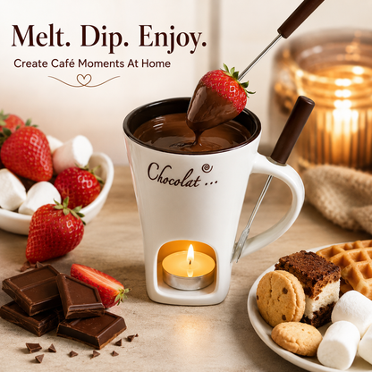 🍫🎄 Holiday Treat Special | Candle-Heated Chocolate Fondue Mug Set – Save 37%