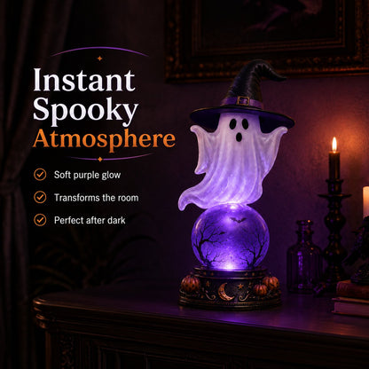 🔥 52% OFF – Halloween Raven Crystal Ball Light Decor 🎃👻