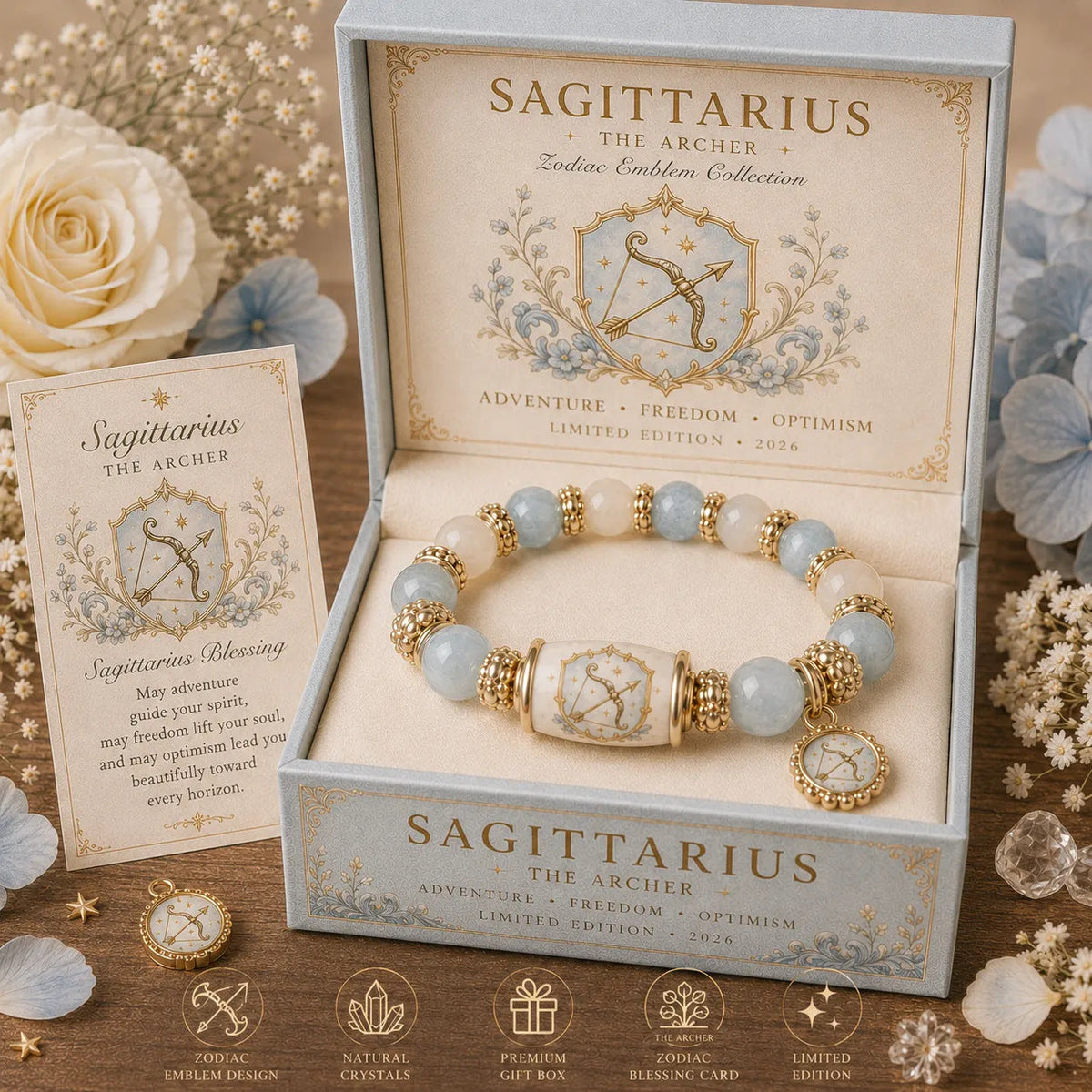 🎁 Holiday Gift Special | 12 Zodiac Natural Chalcedony Bracelet – Save 34%