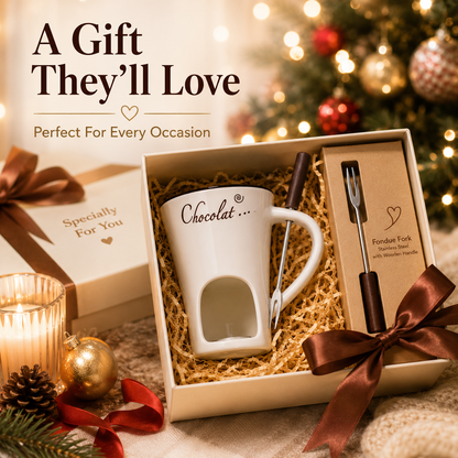 🍫🎄 Holiday Treat Special | Candle-Heated Chocolate Fondue Mug Set – Save 37%