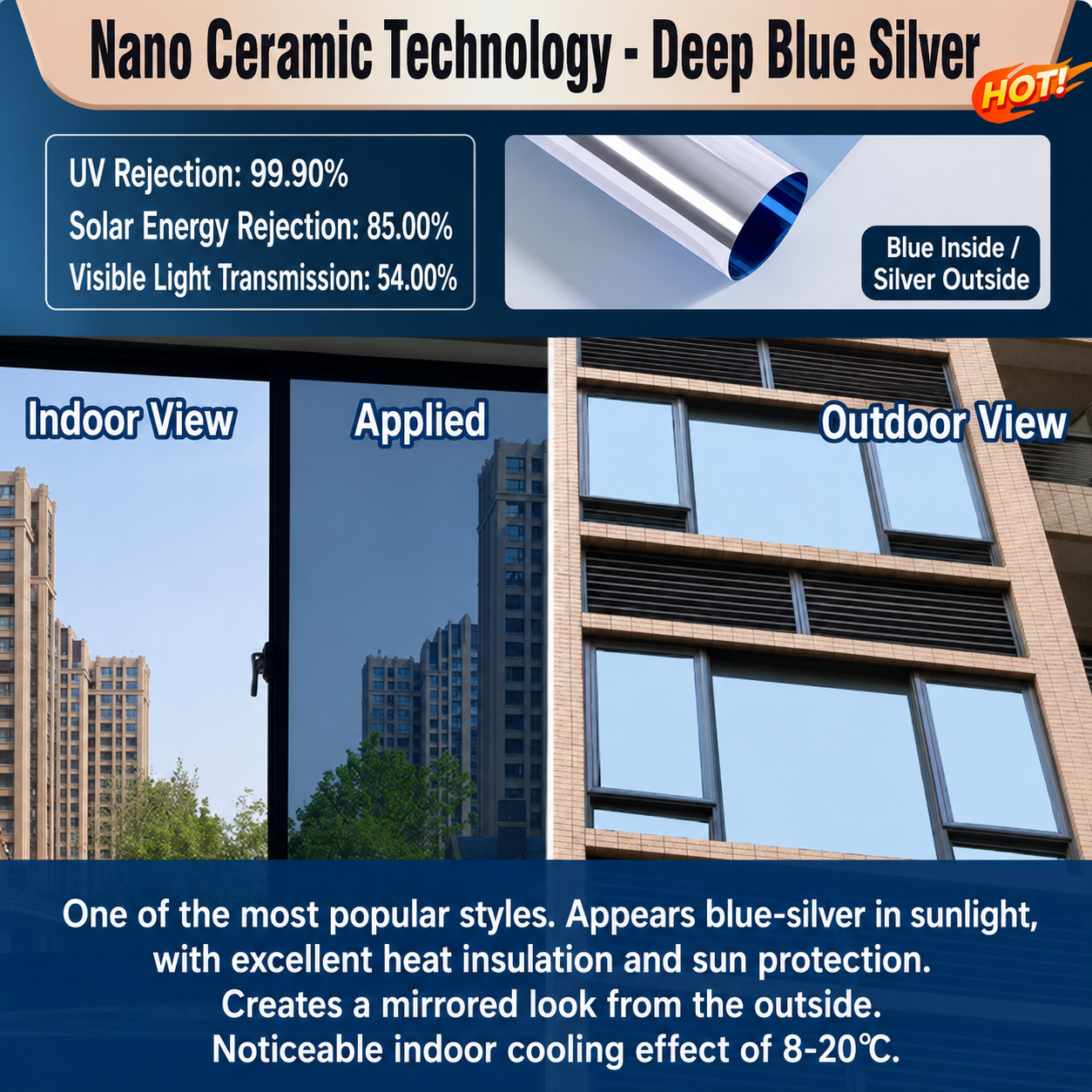 🔥 50% OFF – One-Way Mirror Window Film ☀️ | Heat Control & UV Protection