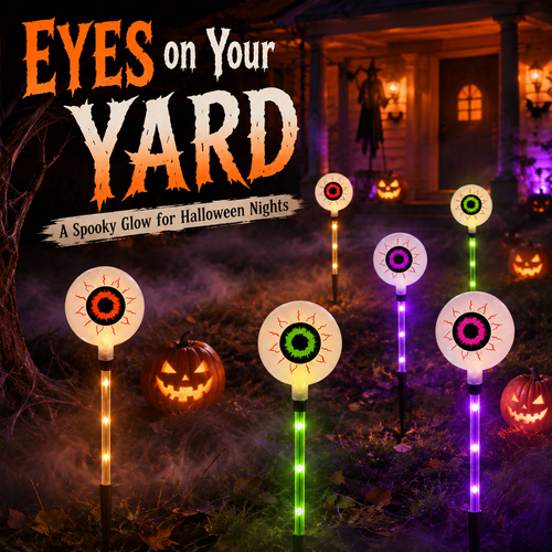 🎃Solar-Powered Halloween Eyeball Yard Lights – 6-Piece Glowing Stake Set 🎃