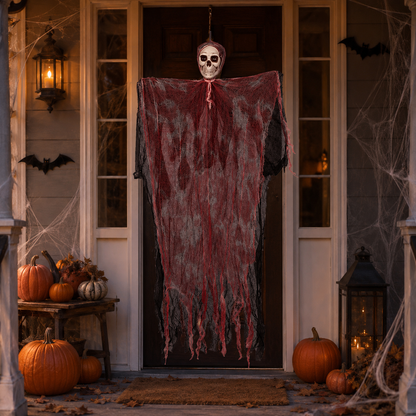 Bendable Blood Gauze Hanging Ghost – 42-Inch Halloween Skull Decoration