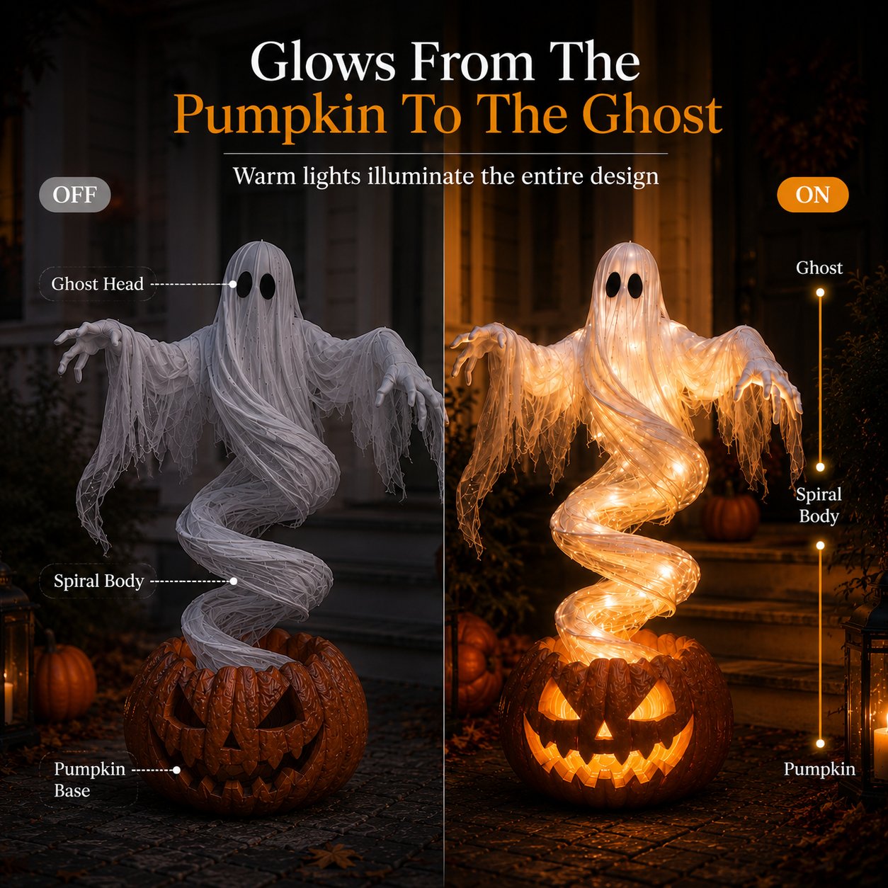 👻 Swirling Ghost Pumpkin Yard Lamp - Free Shipping 🎃