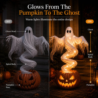 👻 Swirling Ghost Pumpkin Yard Lamp - Free Shipping 🎃