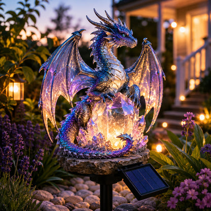 💜🔥 50% OFF – Amethyst Crystal Dragon Solar Garden Light 🐉