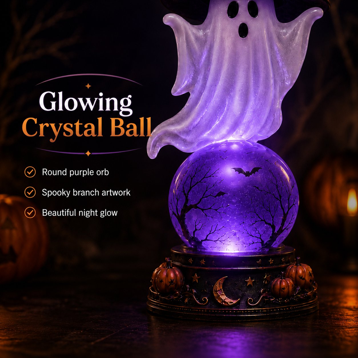 🔥 52% OFF – Halloween Raven Crystal Ball Light Decor 🎃👻