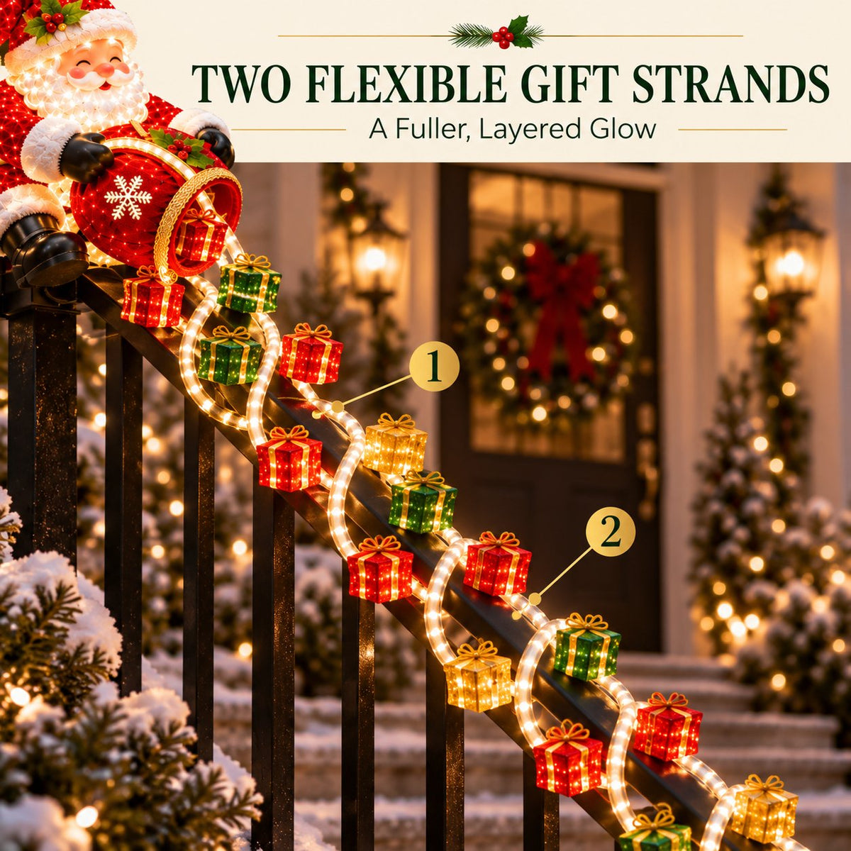 🚚 Free Shipping|🎅 Santa Magic Gift Cascade Railing Light
