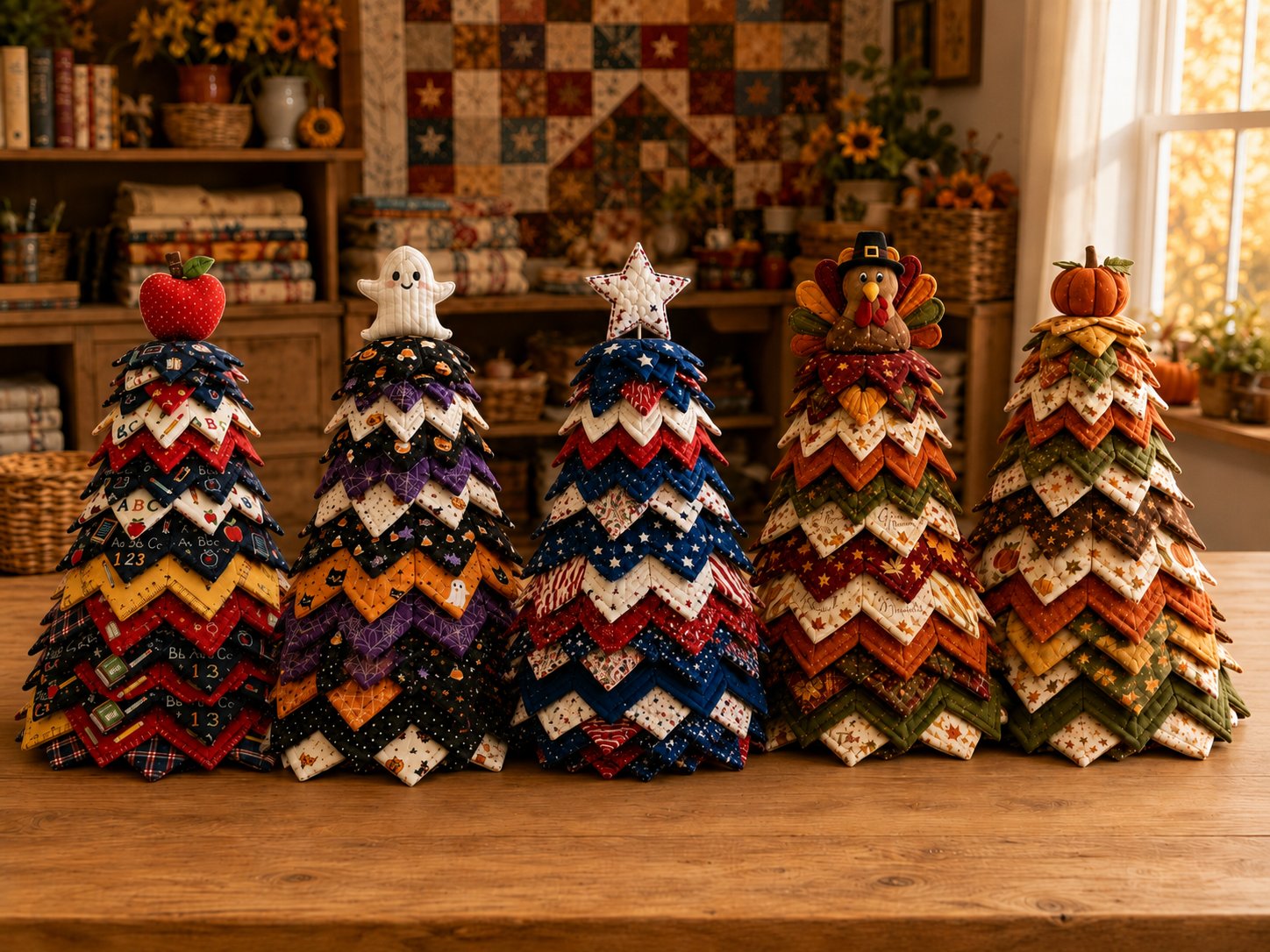 🔥LAST DAY 50% OFF - 🎄Americana Christmas Tree Quilt Kit – Easy Layered Fabric Holiday Décor for Quilting Lovers