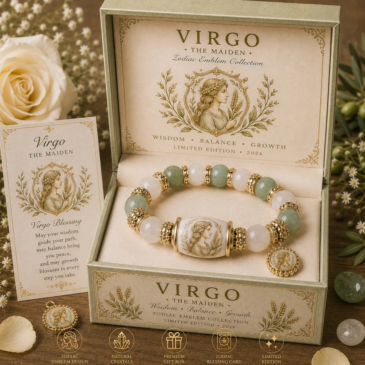 🎁 Holiday Gift Special | 12 Zodiac Natural Chalcedony Bracelet – Save 34%