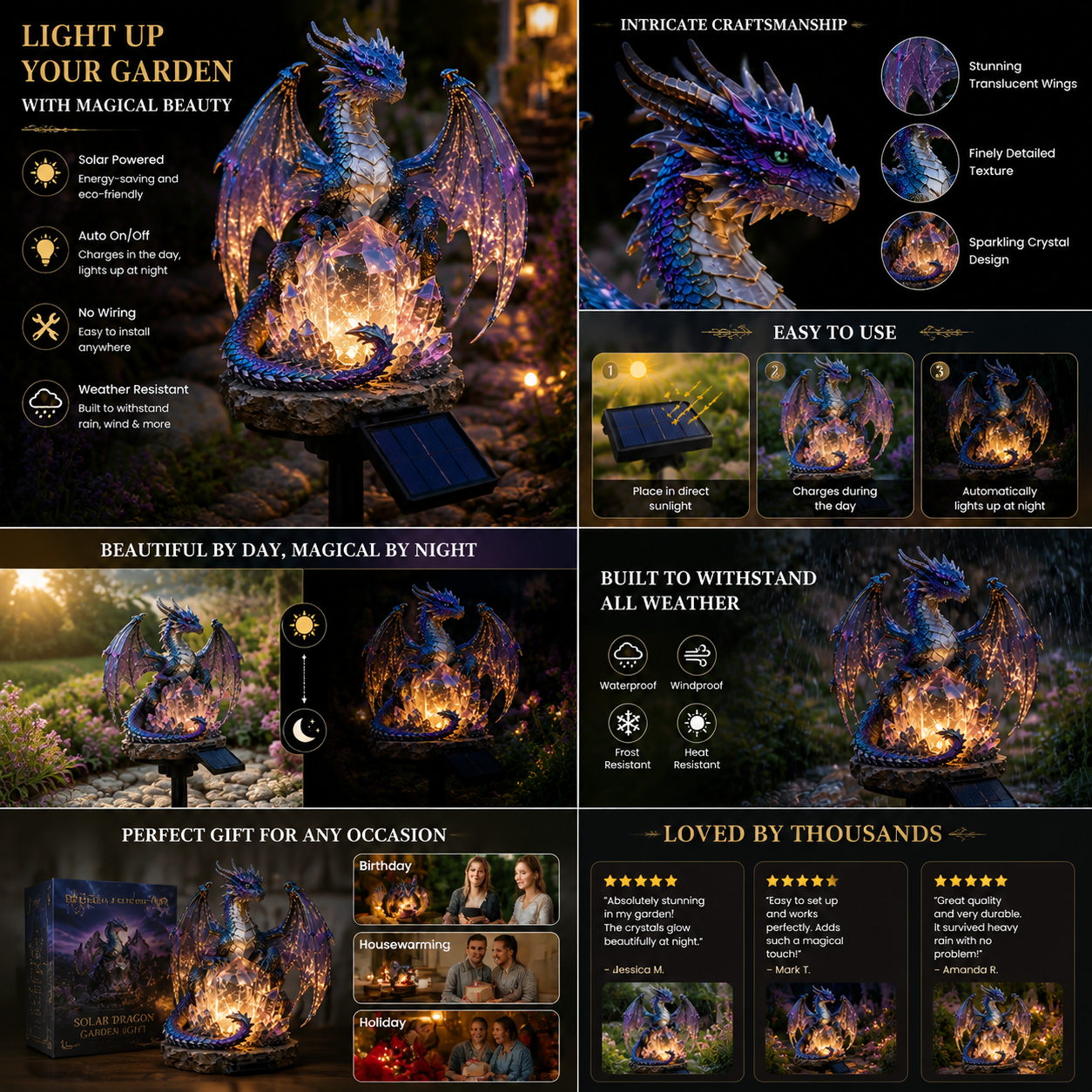💜🔥 50% OFF – Amethyst Crystal Dragon Solar Garden Light 🐉