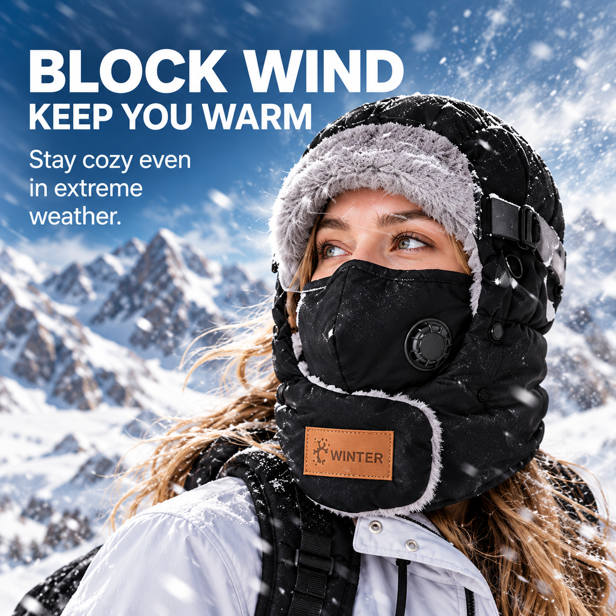 Unisex Fleece-Lined Winter Trapper Hat with Face Cover
