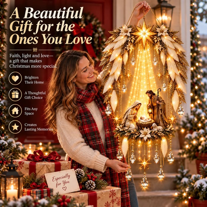 ✨👼 Heavenly Angel Wings Nativity Light✨ – Lighted Christmas Wall Decor ✈️