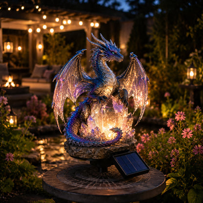 💜🔥 50% OFF – Amethyst Crystal Dragon Solar Garden Light 🐉