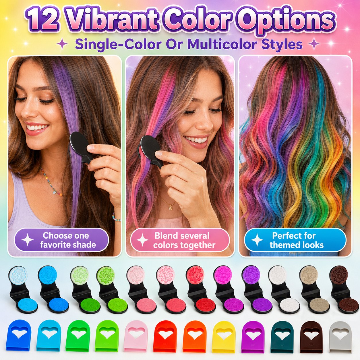 🔥Last Day 50% OFF - 🌈12-Color Temporary Hair Chalk Applicator Set