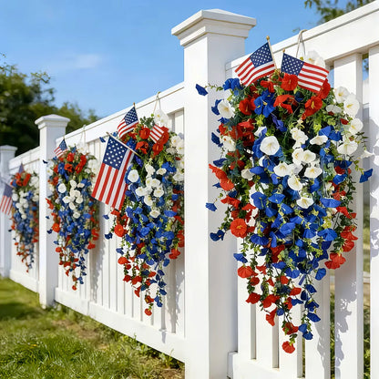 💙❤️ 🇺🇸 Glowing Patriotic Solar LED Decor Flower Bouquet