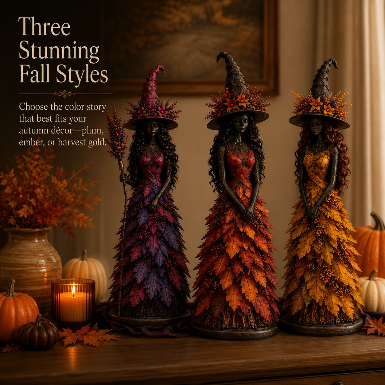 🎃 Enchanted Witch Figurine – Cozy Halloween & Fall Decor🍂✨