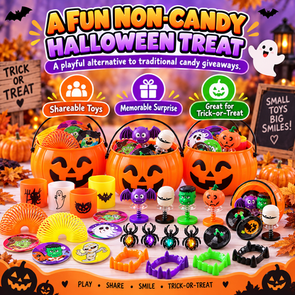 🎃 33% OFF | 24 Ready-to-Give Halloween Pumpkin Buckets – 144 Fun Toys Included