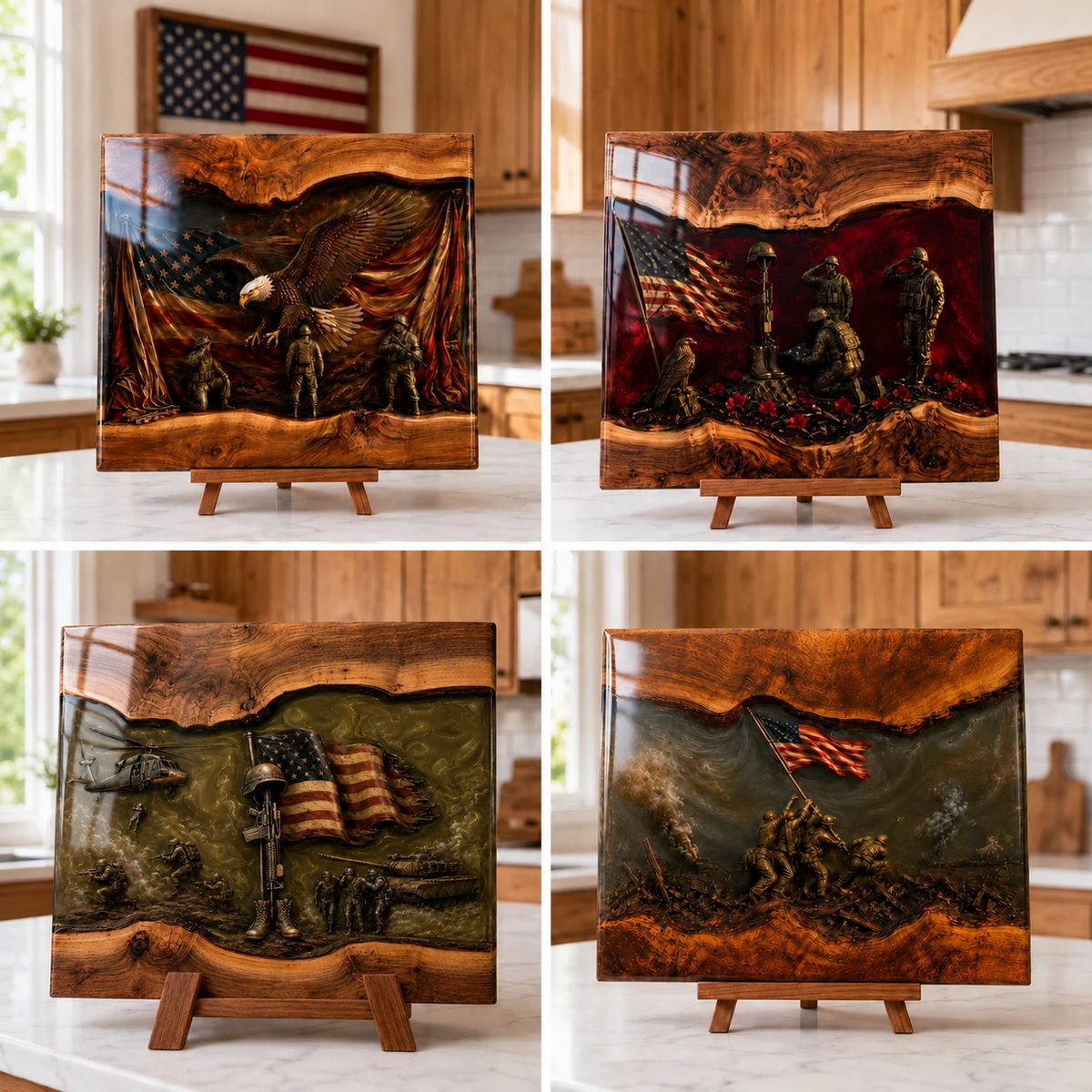 Handcrafted Veteran Memorial Display Boards
