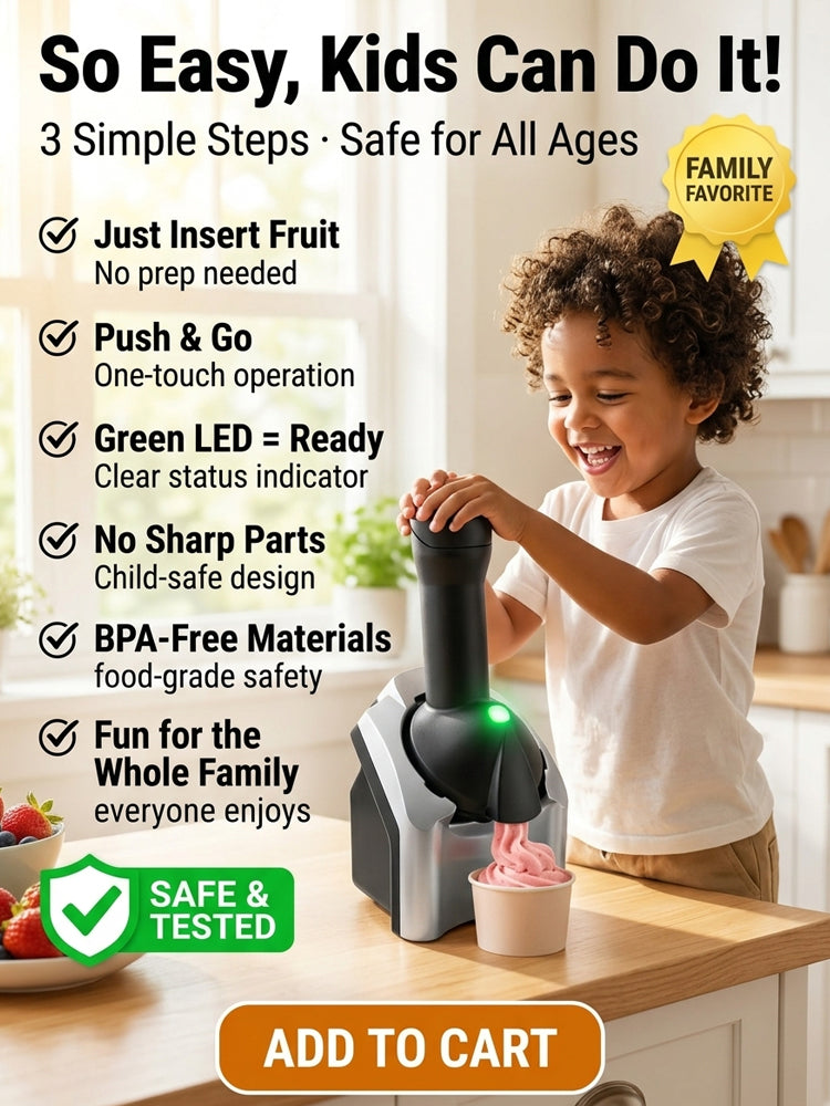 🍦Family Fruit Ice Cream Maker | 100% Natural Sugar-Free Desserts, BPA-Free & Safe For Children
