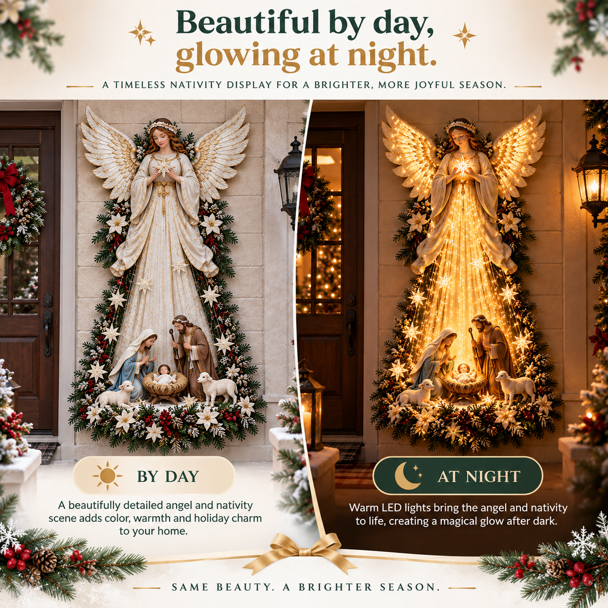 ✝️✨Heavenly Light™ Angel Nativity Wall Light with Cascading Golden Glow