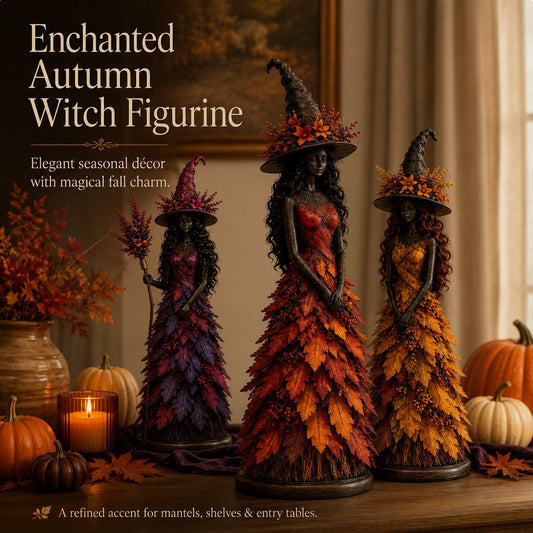 🎃 Enchanted Witch Figurine – Cozy Halloween & Fall Decor🍂✨