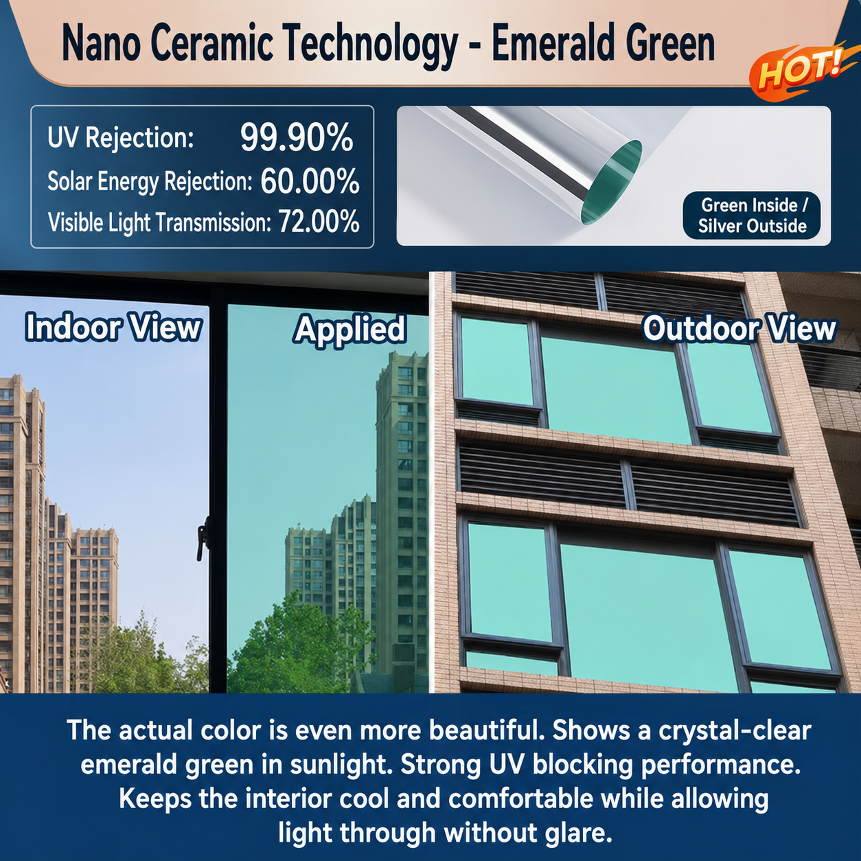 🔥 50% OFF – One-Way Mirror Window Film ☀️ | Heat Control & UV Protection