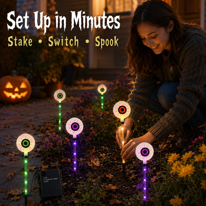🎃Solar-Powered Halloween Eyeball Yard Lights – 6-Piece Glowing Stake Set 🎃