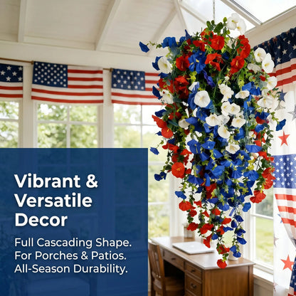 💙❤️ 🇺🇸 Glowing Patriotic Solar LED Decor Flower Bouquet