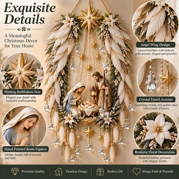 ✨👼 Heavenly Angel Wings Nativity Light✨ – Lighted Christmas Wall Decor ✈️
