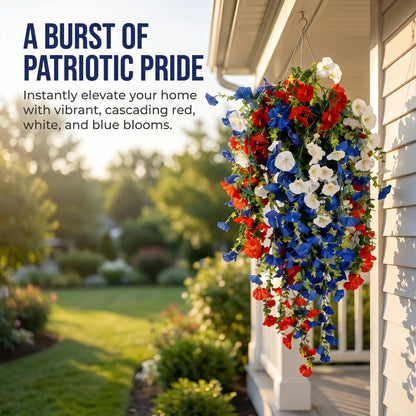 💙❤️ 🇺🇸 Glowing Patriotic Solar LED Decor Flower Bouquet