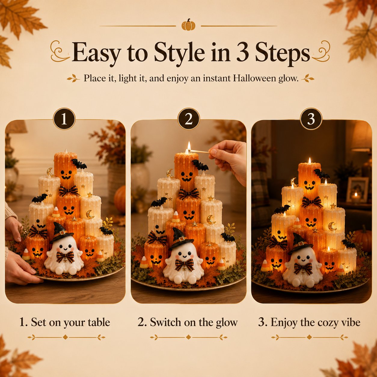 🔥 50% OFF – Halloween Pumpkin Candle Holder with Ghost Decor 🎃👻