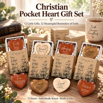 ✝️ Christian Pocket Hearts Gift Set – 12 Faith-Filled Keepsakes of Love & Encouragement 🎁