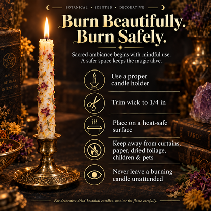 🌸 Botanical Trio | Real Dried Flower Scented Taper Candles – Fragrance, Color & Warm Glow