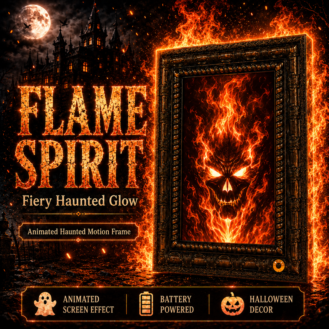 🎃 3 Haunting Styles Animated Motion Frame – It Moves. It Stares. It Haunts.