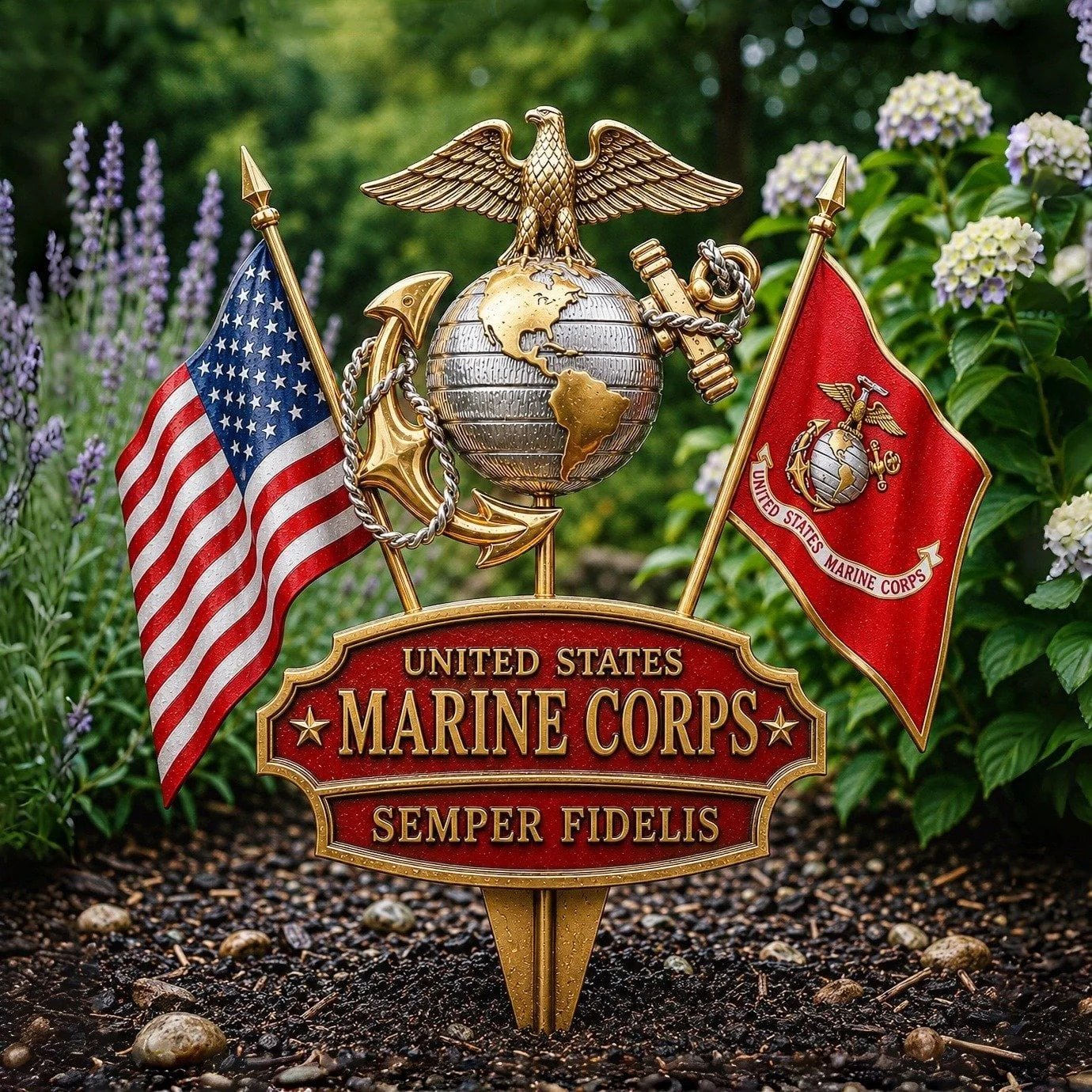 🏆Last Day Promo: 47% OFF 🎖️-US Marine Corps Semper Fidelis Tribute Garden Stake - ✈️Buy 2 Free Shipping Today!