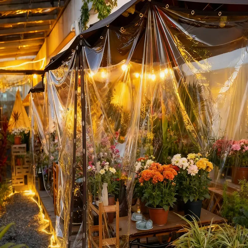🌂🌂Clear Waterproof PE Tarp, Transparent Outdoor Cover with Metal Grommets