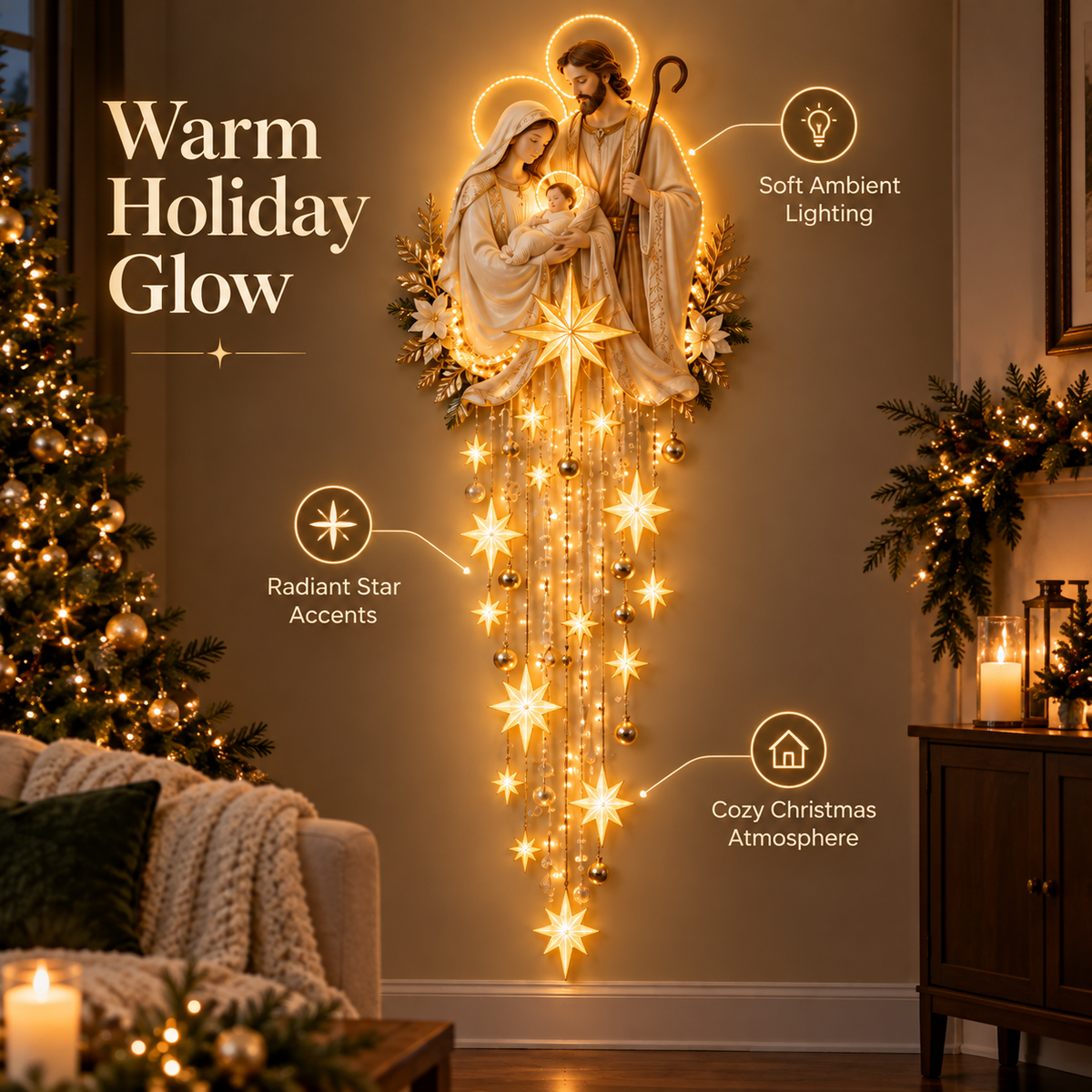 ✝️✨AuraNativity™ Cascading Lighted Wall Art – A Cascading Holiday Heirloom