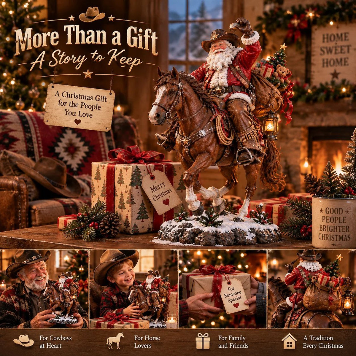 🔥 50% OFF Holiday Collector’s Special | Home for Christmas Cowboy Santa – Western Keepsake