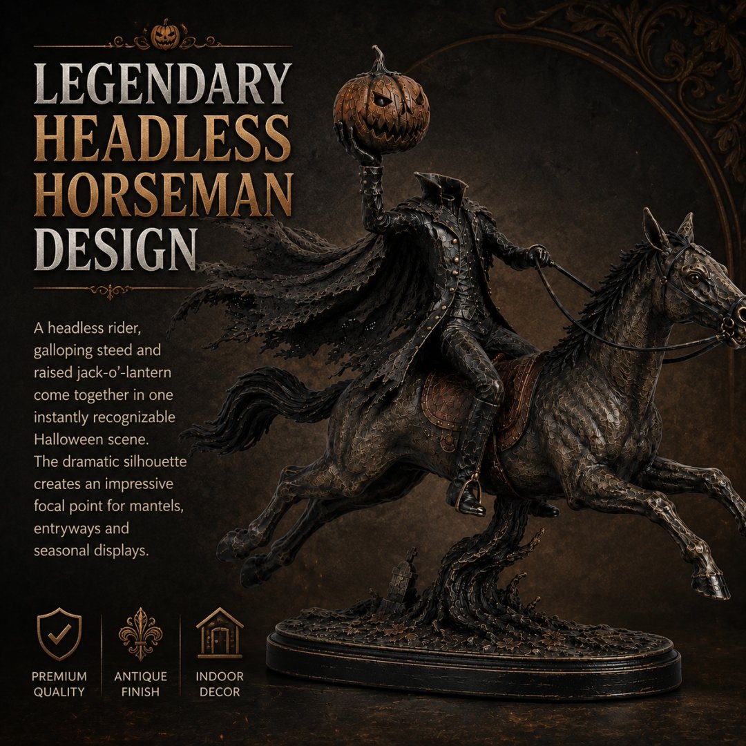 🔥 Halloween Special – Headless Horseman Midnight Ride Statue 🎃🏇