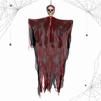 Blood-red flying ghost + spider cotton + plastic spider