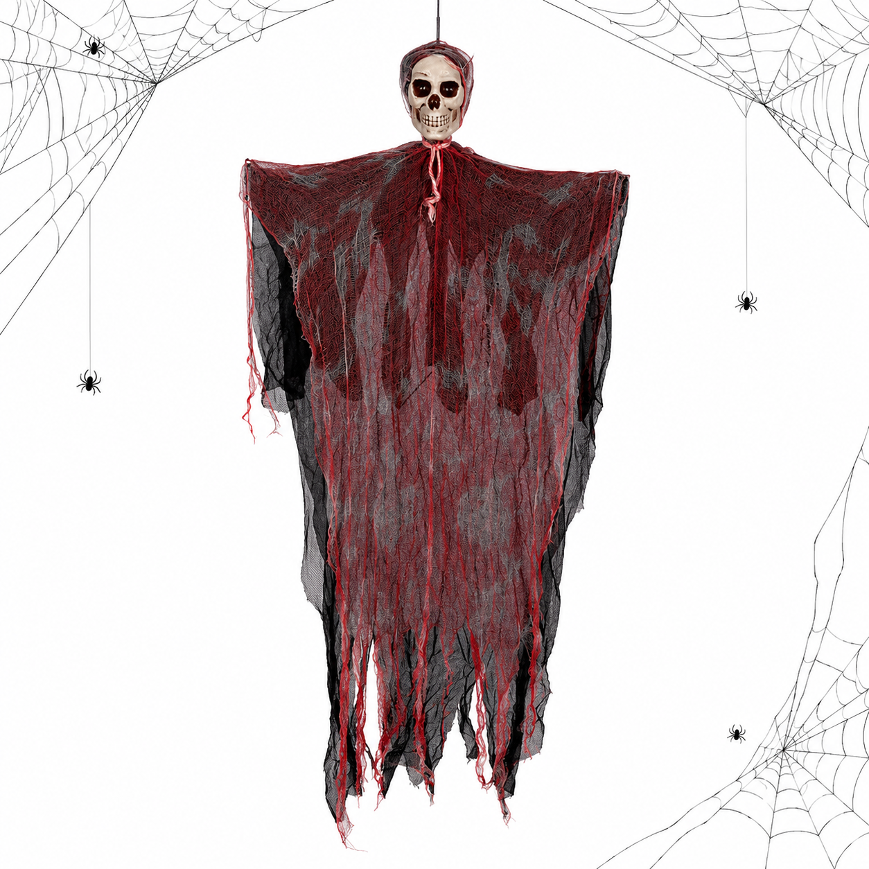 Bendable Blood Gauze Hanging Ghost – 42-Inch Halloween Skull Decoration