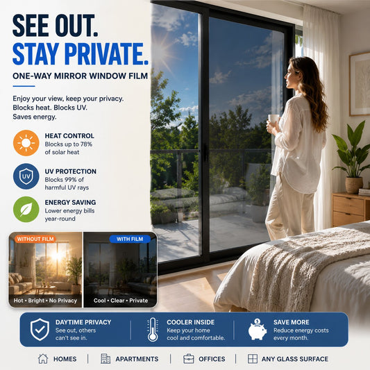 🔥 50% OFF – One-Way Mirror Window Film ☀️ | Heat Control & UV Protection