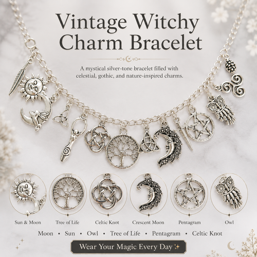 🔥 55% OFF – Vintage Witchy Charm Bracelet 🌙