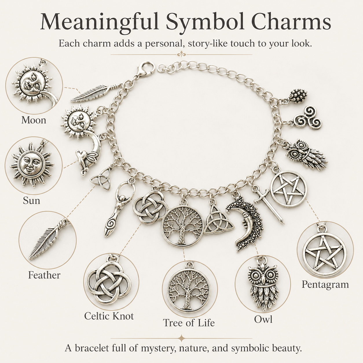 🔥 55% OFF – Vintage Witchy Charm Bracelet 🌙