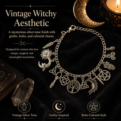 🔥 55% OFF – Vintage Witchy Charm Bracelet 🌙